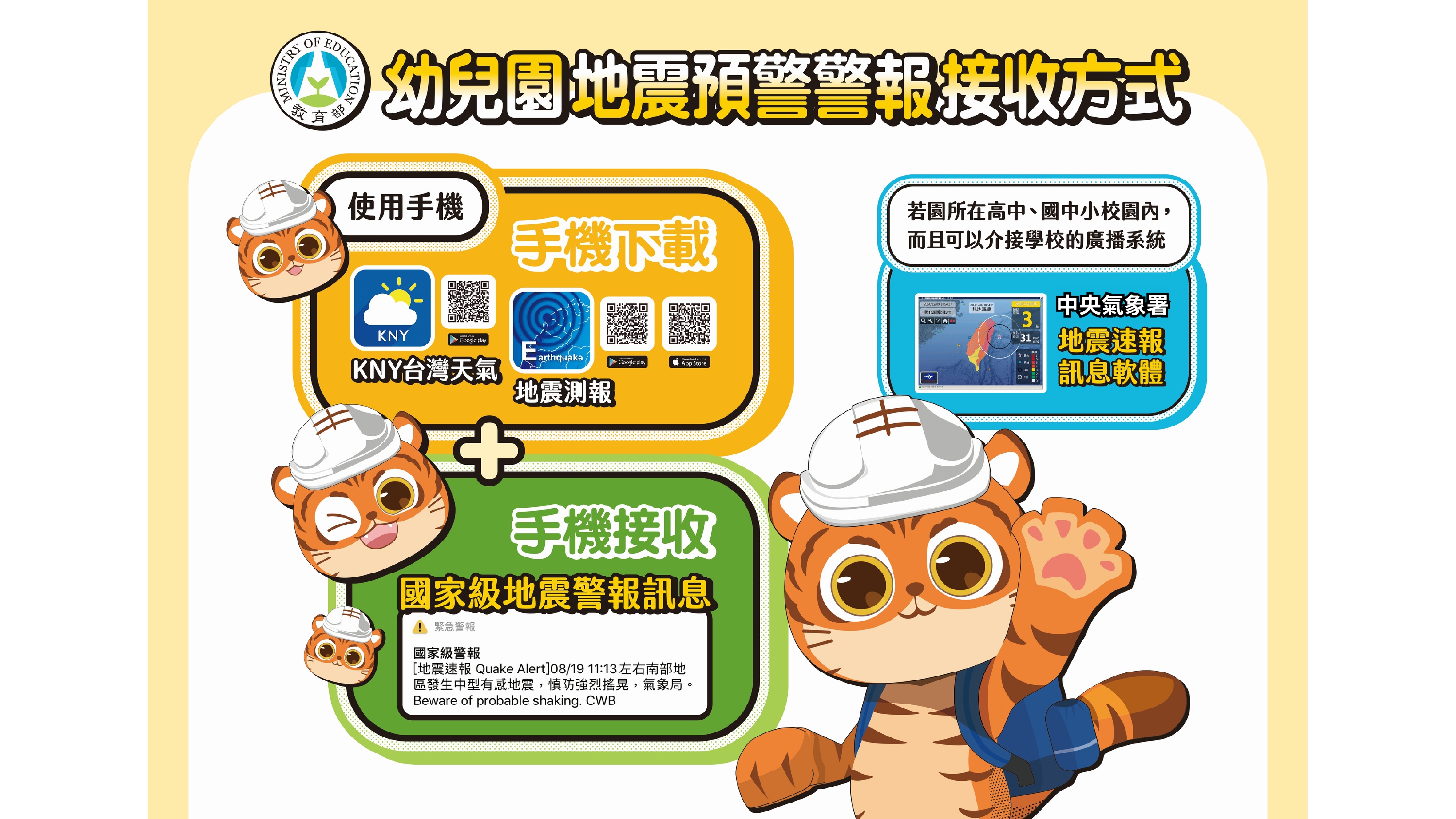 幼兒園地震預警警報接收方式